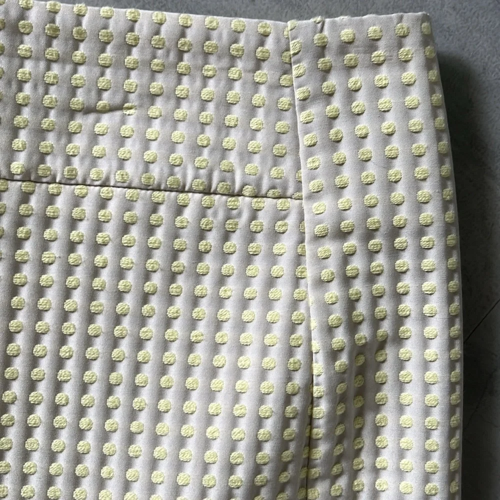 Loft  Mini skirt  Polkadots embroidered in yellow on cream background Lined Sz 4